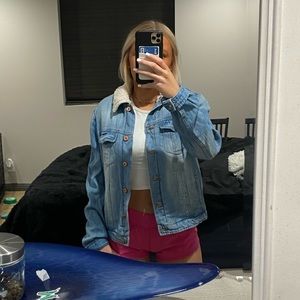 denim fur jacket